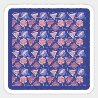 Nineties Dinosaurs Pattern Serenity Rose Quartz Version Sticker